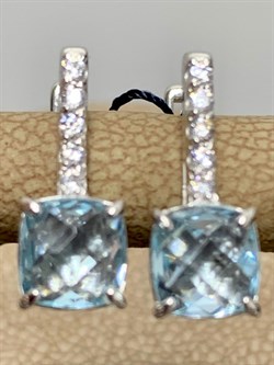 *Серьги Голубой Топаз арт. 02-1575/00ТБ-00-970 Вес 2,60 г - фото 282957