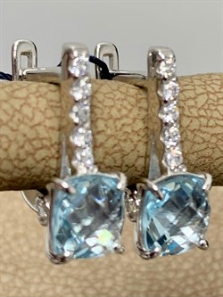 *Серьги Голубой Топаз арт. 02-1575/00ТБ-00-970 Вес 2,60 г - фото 282958