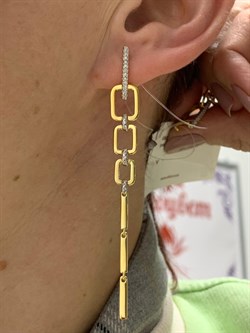 *Серьги Белый Фианит арт. 02-2631/00КЦ-80-145 вес 5,56 г - фото 283183