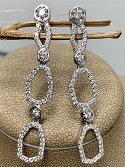 *Серьги Белый Фианит арт. 02-2834/00КЦ-00-383 вес 6,53 г - фото 283234