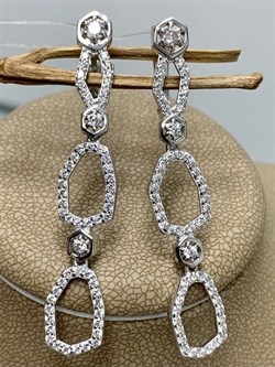 *Серьги Белый Фианит арт. 02-2834/00КЦ-00-383 вес 6,53 г - фото 283235