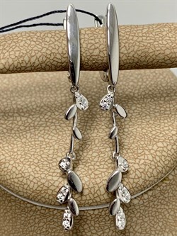 *Серьги Белый Фианит арт. 02-1792/00КЦ-00-506 вес 3,63 г - фото 283243