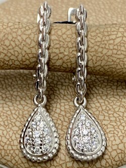 *Серьги Белый Фианит арт. 02-1646/00КЦ-00-920 вес 3,03 г - фото 283282