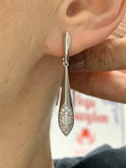 *Серьги Белый Фианит арт. 02-1308/00КЦ-00-230 вес 5,62 г - фото 283314