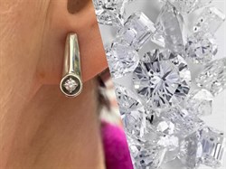 *Серьги Белый Фианит арт. 02-0699/00КЦ-00-407 вес 3,28 г - фото 283377