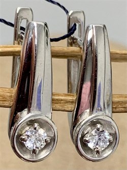 *Серьги Белый Фианит арт. 02-0699/00КЦ-00-407 вес 3,28 г - фото 283384