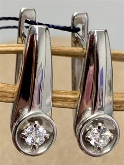 *Серьги Белый Фианит арт. 02-0699/00КЦ-00-407 вес 3,28 г - фото 283386