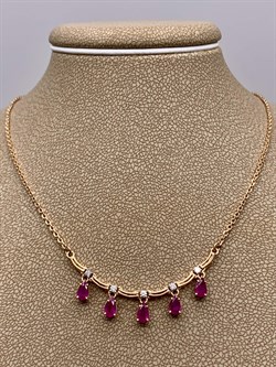 *Колье р.40 Рубин цв Красное арт 6-311-03-904 вес 4,12 г - фото 283437
