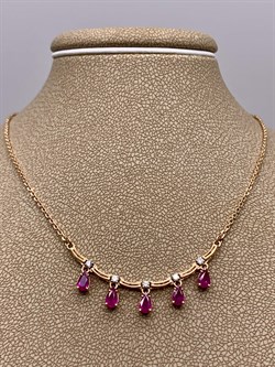 *Колье р.40 Рубин цв Красное арт 6-311-03-904 вес 4,12 г - фото 283438