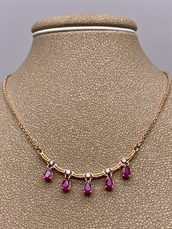 *Колье р.40 Рубин цв Красное арт 6-311-03-904 вес 4,12 г - фото 283440