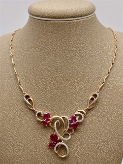 *Колье р.45 Рубин цв Красное арт 6-149-03-315 вес 10,32 г - фото 283448