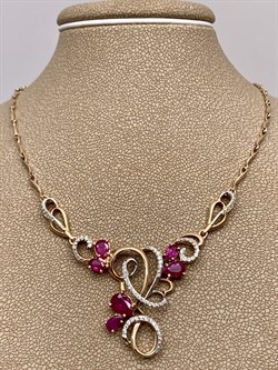 *Колье р.45 Рубин цв Красное арт 6-149-03-315 вес 10,32 г - фото 283450