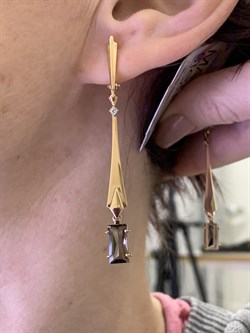 *Серьги Раухтопаз Дымчатый Кварц цв Красное арт. 02-2-665-2400-010-481 вес 4,35 г - фото 283509