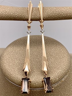 *Серьги Раухтопаз Дымчатый Кварц цв Красное арт. 02-2-665-2400-010-481 вес 4,35 г - фото 283510