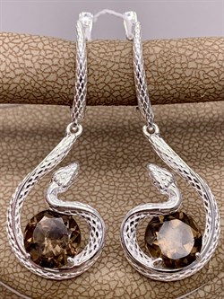 *Серьги Змеи Дымчатый Кварц арт. 02-4667-00-202-0200-68-251 вес 5,91 г - фото 284048 *Серьги Змеи Дымчатый Кварц арт. 02-4667-00-202-0200-68-251 вес 5,91 г - фото 284048