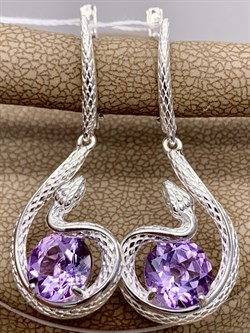 *Серьги Змеи Аметист арт. 02-4667-00-203-0200-68-267 вес 5,93 г - фото 284130