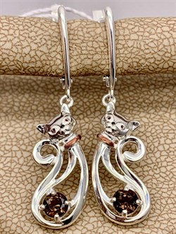 *Серьги Кошки Дымчатый Кварц арт. 02-4644-00-202-0200-68-110 вес 4,04г - фото 284211 *Серьги Кошки Дымчатый Кварц арт. 02-4644-00-202-0200-68-110 вес 4,04г - фото 284211