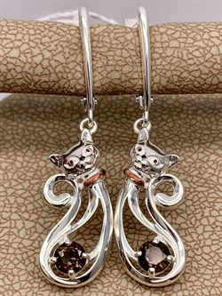 *Серьги Кошки Дымчатый Кварц арт. 02-4644-00-202-0200-68-110 вес 4,04г - фото 284213 *Серьги Кошки Дымчатый Кварц арт. 02-4644-00-202-0200-68-110 вес 4,04г - фото 284213