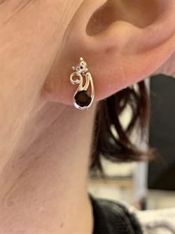 *Серьги Кошки Дымчатый Кварц арт. 02-4643-00-202-0200-68-919 вес 1,76 г - фото 284227