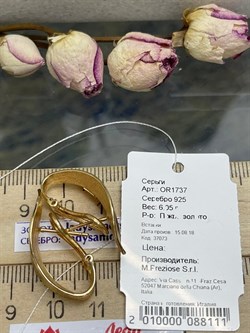 *Серьги арт. OR1737-111 вес 6,05 г - фото 284514 *Серьги арт. OR1737-111 вес 6,05 г - фото 284514