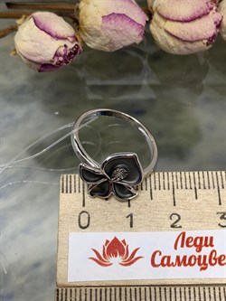 *Кольцо р.18 Лотос Белый Бр арт. 01-2882/000Б-17-900 вес 2,61 г - фото 284587