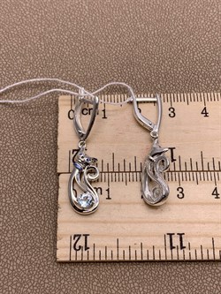 *Серьги Кошки Голубой Топаз арт. 02-4644-00-201-0200-68-618 вес 4,30 г - фото 284785 *Серьги Кошки Голубой Топаз арт. 02-4644-00-201-0200-68-618 вес 4,30 г - фото 284785