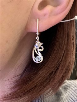 *Серьги Кошки Голубой Топаз арт. 02-4644-00-201-0200-68-618 вес 4,30 г - фото 284786 *Серьги Кошки Голубой Топаз арт. 02-4644-00-201-0200-68-618 вес 4,30 г - фото 284786