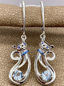 *Серьги Кошки Голубой Топаз арт. 02-4644-00-201-0200-68-618 вес 4,30 г - фото 284788 *Серьги Кошки Голубой Топаз арт. 02-4644-00-201-0200-68-618 вес 4,30 г - фото 284788