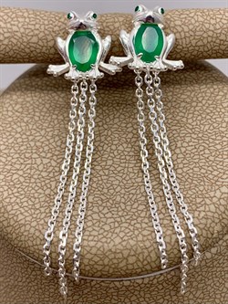 *Серьги Лягушки Зеленый Агат Халцедон арт 02-4641-00-274-0200-68-633 вес 4,89 г - фото 284854 *Серьги Лягушки Зеленый Агат Халцедон арт 02-4641-00-274-0200-68-633 вес 4,89 г - фото 284854