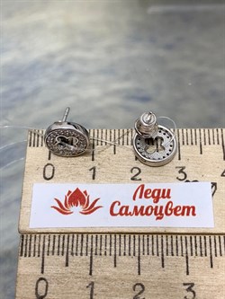 *Пусеты Клевер Белый Фианит арт. 02-2670/00КЦ-00-102 вес 2,32 г - фото 285313