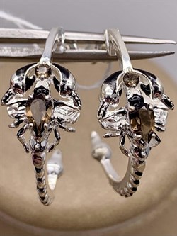 *Серьги Пусеты Скорпионы Дымчатый Кварц арт. 02-4636-00-202-0200-68-414 вес 4,75 г - фото 285403