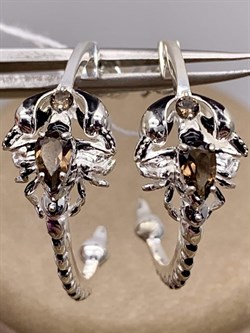 *Серьги Пусеты Скорпионы Дымчатый Кварц арт. 02-4636-00-202-0200-68-414 вес 4,75 г - фото 285405