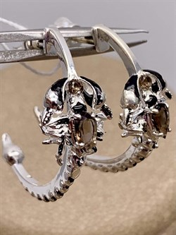 *Серьги Пусеты Скорпионы Дымчатый Кварц арт. 02-4636-00-202-0200-68-414 вес 4,75 г - фото 285406