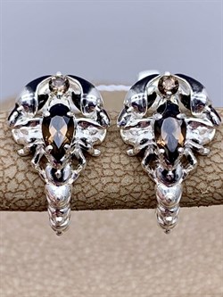 *Серьги Сорпионы Дымчатый Кварц арт. 02-4637-00-202-0200-68-328 вес 3,31 г - фото 285422