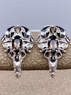 *Серьги Сорпионы Дымчатый Кварц арт. 02-4637-00-202-0200-68-328 вес 3,31 г - фото 285423