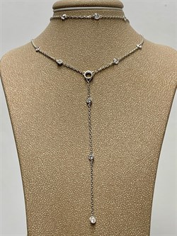 *Колье р.38-43+5см Белый Фианит арт. 06-2802/00СВ-00-075 вес 5,06 г - фото 285669