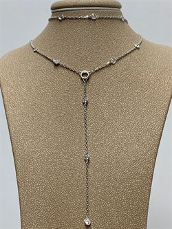 *Колье р.38-43+5см Белый Фианит арт. 06-2802/00СВ-00-075 вес 5,06 г - фото 285670