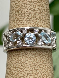 *Кольцо р.18 Голубой Топаз арт. 01-2105/00ТБ-00-437 Вес 3,94 г - фото 286040