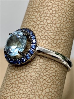 *Кольцо р.17 Микс Голубой Топаз Сапфир иск арт. 01-1375/00ТБ-00-461 Вес 2,44 г - фото 286083