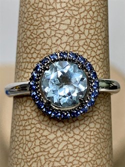 *Кольцо р.17 Микс Голубой Топаз Сапфир иск арт. 01-1375/00ТБ-00-461 Вес 2,44 г - фото 286085