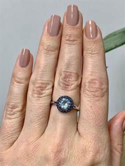 *Кольцо р.17 Микс Голубой Топаз Сапфир иск арт. 01-1375/00ТБ-00-461 Вес 2,44 г - фото 286086