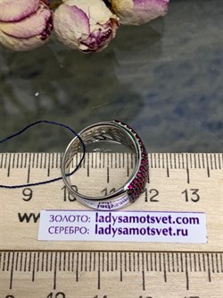 *Кольцо р.17,5 Розовый Фианит арт. 01-2753/00ШР-17-387 вес 7,08 г - фото 286322