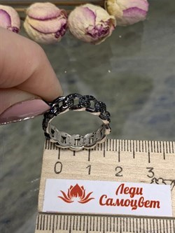 *Кольцо р.17,5 иск Черная Шпинель арт. 01-2249/00ЧШ-00-622 вес 3,24 г - фото 286354