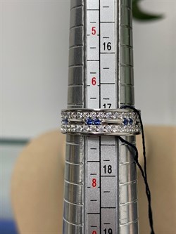 *Кольцо р.17,5 Микс Белый Фианит Сапфир иск арт. 01-0881/0КЦ3-00-297 вес 3,60 г - фото 286376