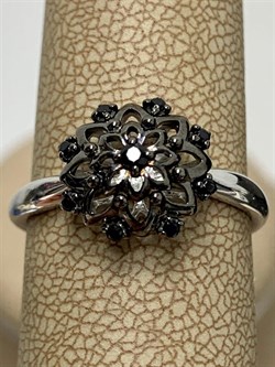 *Кольцо р.18 иск Черная Шпинель арт. 01-2244/00ЧШ-00-614 вес 2,27 г - фото 286420