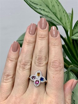 *Кольцо р.18,5 Микс иск Шпинель арт. 01-1549/0М16-00-309 вес 2,63 г - фото 286462