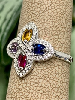 *Кольцо р.18,5 Микс иск Шпинель арт. 01-1549/0М16-00-309 вес 2,63 г - фото 286469