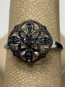 *Кольцо р.19,5 иск Черная Шпинель арт. 01-2243/00ЧШ-00-669 вес 2,59 г - фото 286482