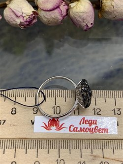 *Кольцо р.19,5 иск Черная Шпинель арт. 01-2243/00ЧШ-00-669 вес 2,59 г - фото 286486