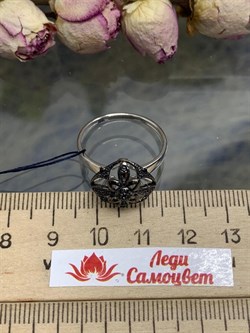 *Кольцо р.19,5 иск Черная Шпинель арт. 01-2243/00ЧШ-00-669 вес 2,59 г - фото 286487